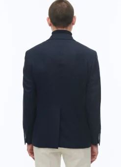 Fursac Basket Weaved Wool Jacket Navy Blue Store