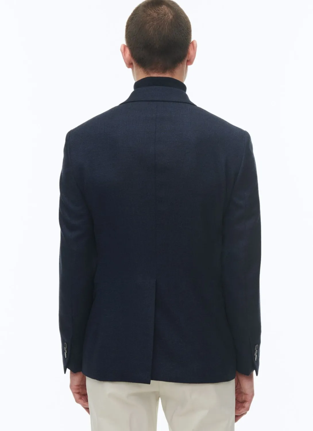 Fursac Basket Weaved Wool Jacket Navy Blue Store