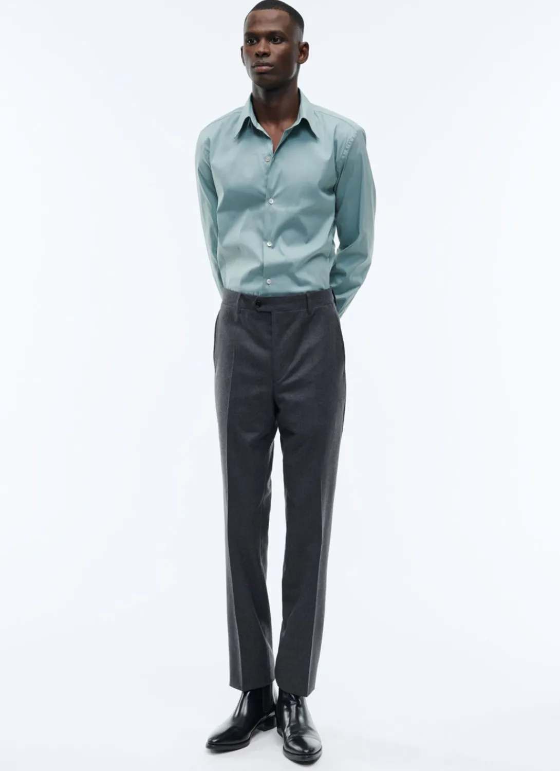 Fursac Blended Cotton Poplin Shirt Sage Green Clearance