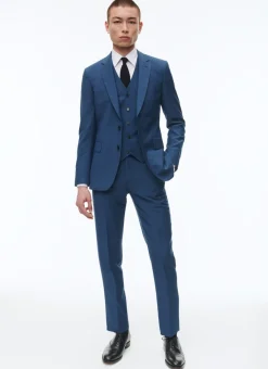 Fursac Blue Wool Serge 3-Piece Suit Sapphire Blue Discount