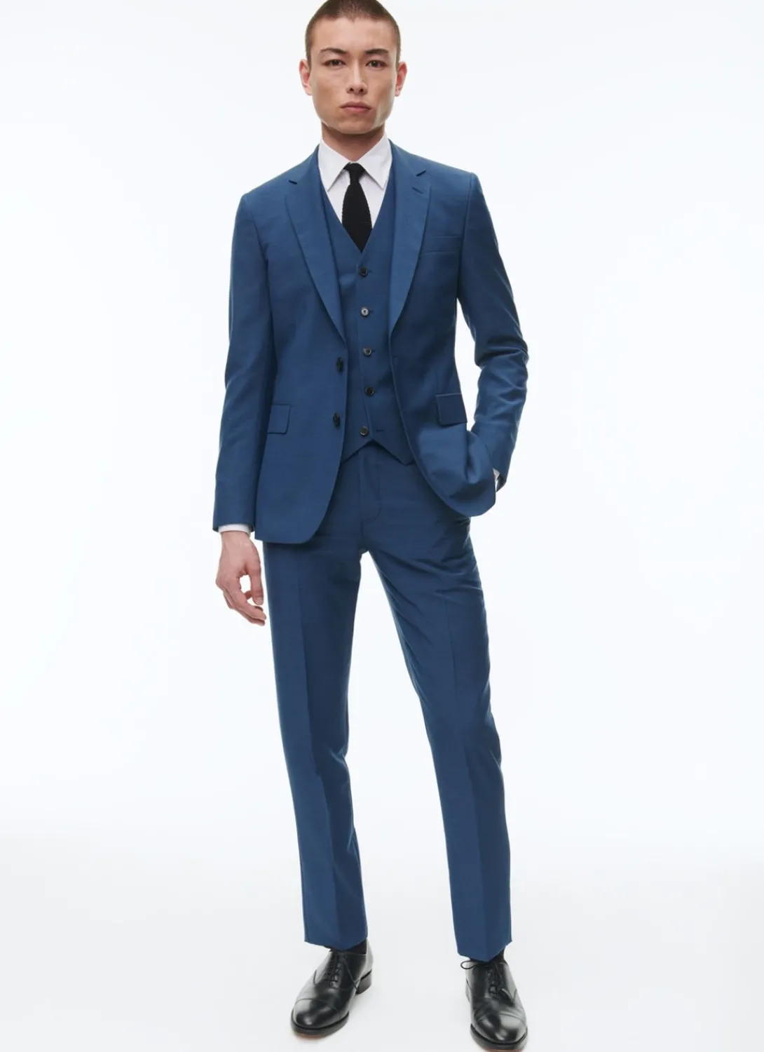 Fursac Blue Wool Serge 3-Piece Suit Sapphire Blue Discount