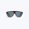 Fursac Burgundy Aviator Sunglasses Burgundy - Blue Lenses New