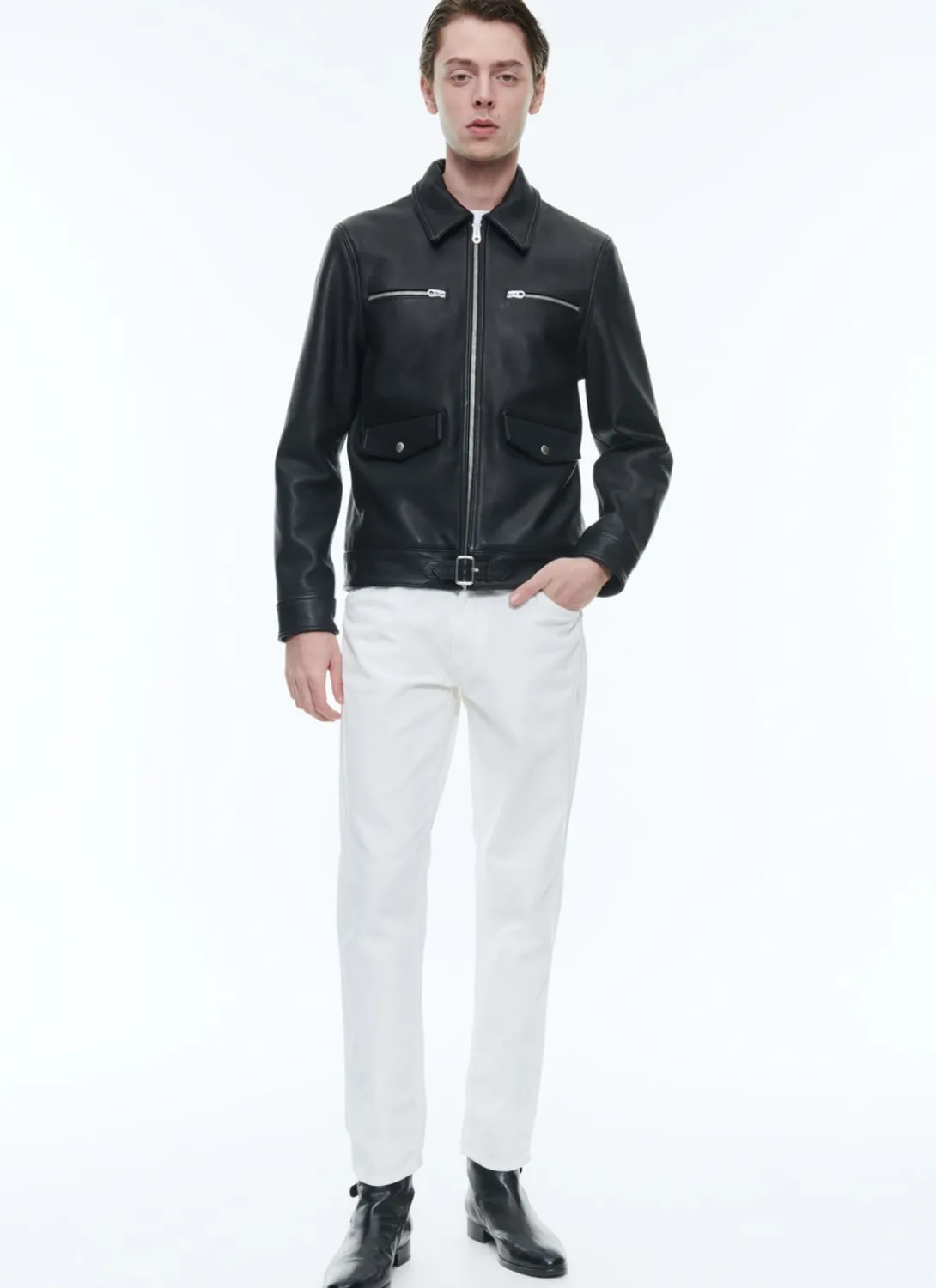 Fursac Calfskin Leather Jacket Black Flash Sale