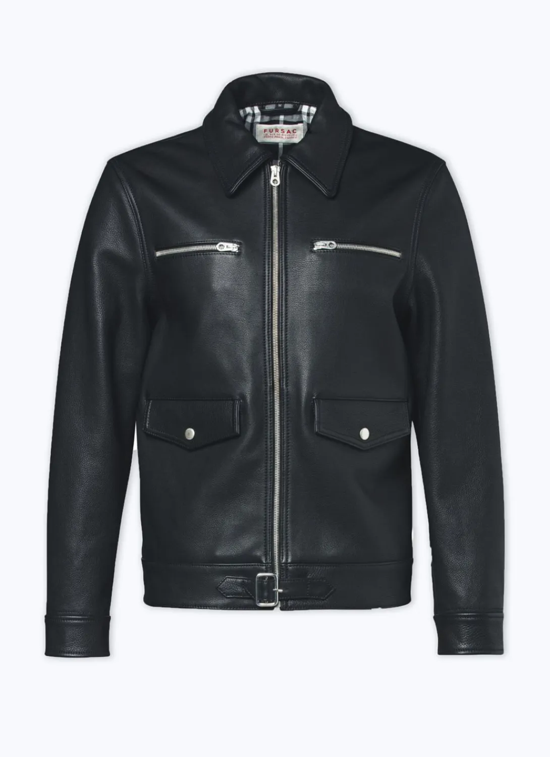 Fursac Calfskin Leather Jacket Black Flash Sale
