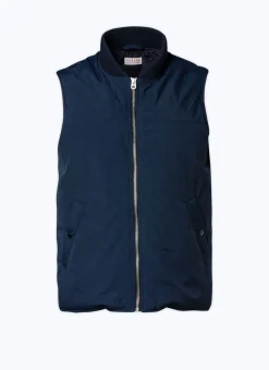 Fursac Canvas Sleeveless Down Jacket Navy Blue Outlet