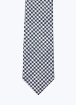 Fursac Canvas Tie With Gingham Pattern White And Blue Gingham Pattern Clearance