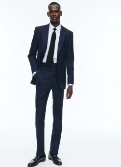 Fursac Certified Fresco Wool Fitted Suit Navy Blue Discount