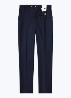 Fursac Certified Fresco Wool Trousers Navy Blue Hot