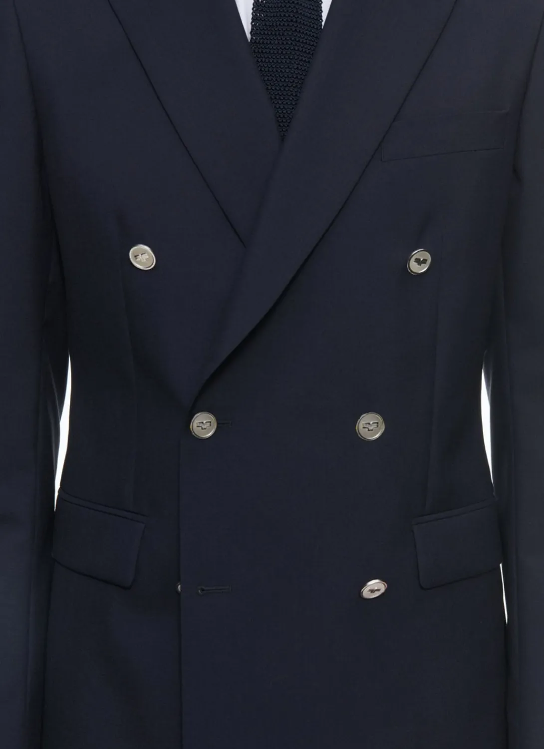 Fursac Certified Wool Double-Breasted Blazer Navy Blue Cheap
