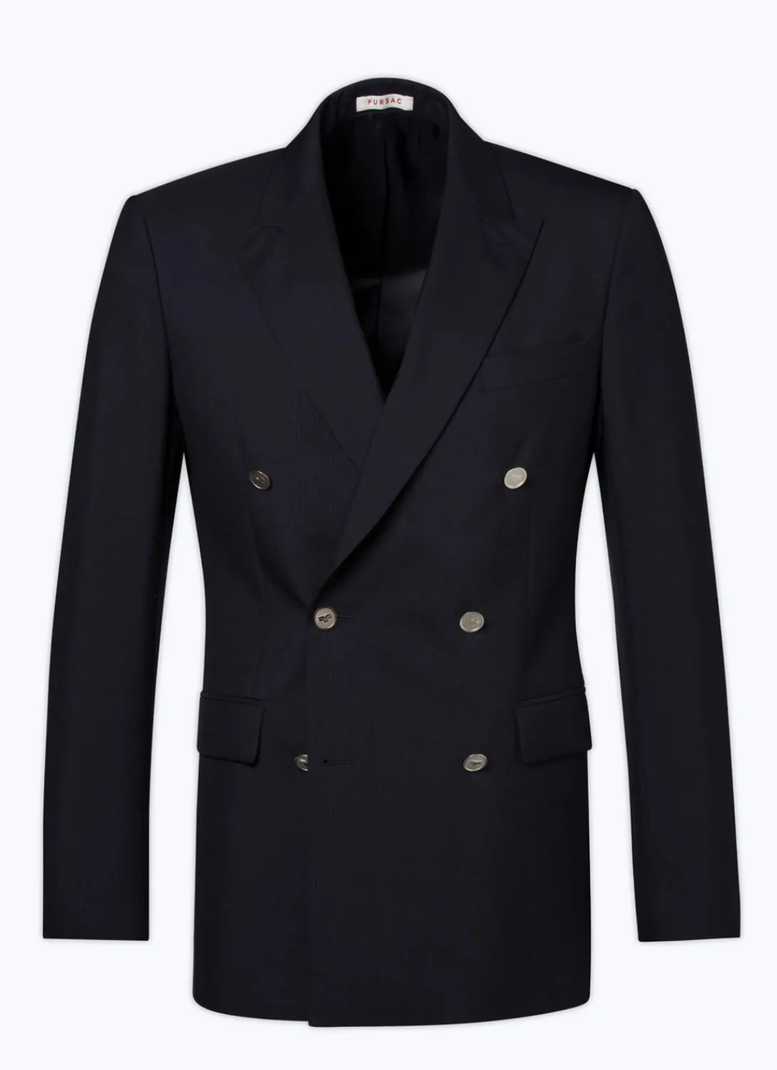 Fursac Certified Wool Double-Breasted Blazer Navy Blue Cheap