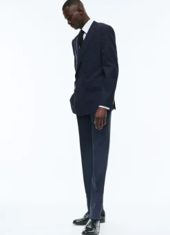 Fursac Certified Wool Double-Breasted Suit Navy Blue Store