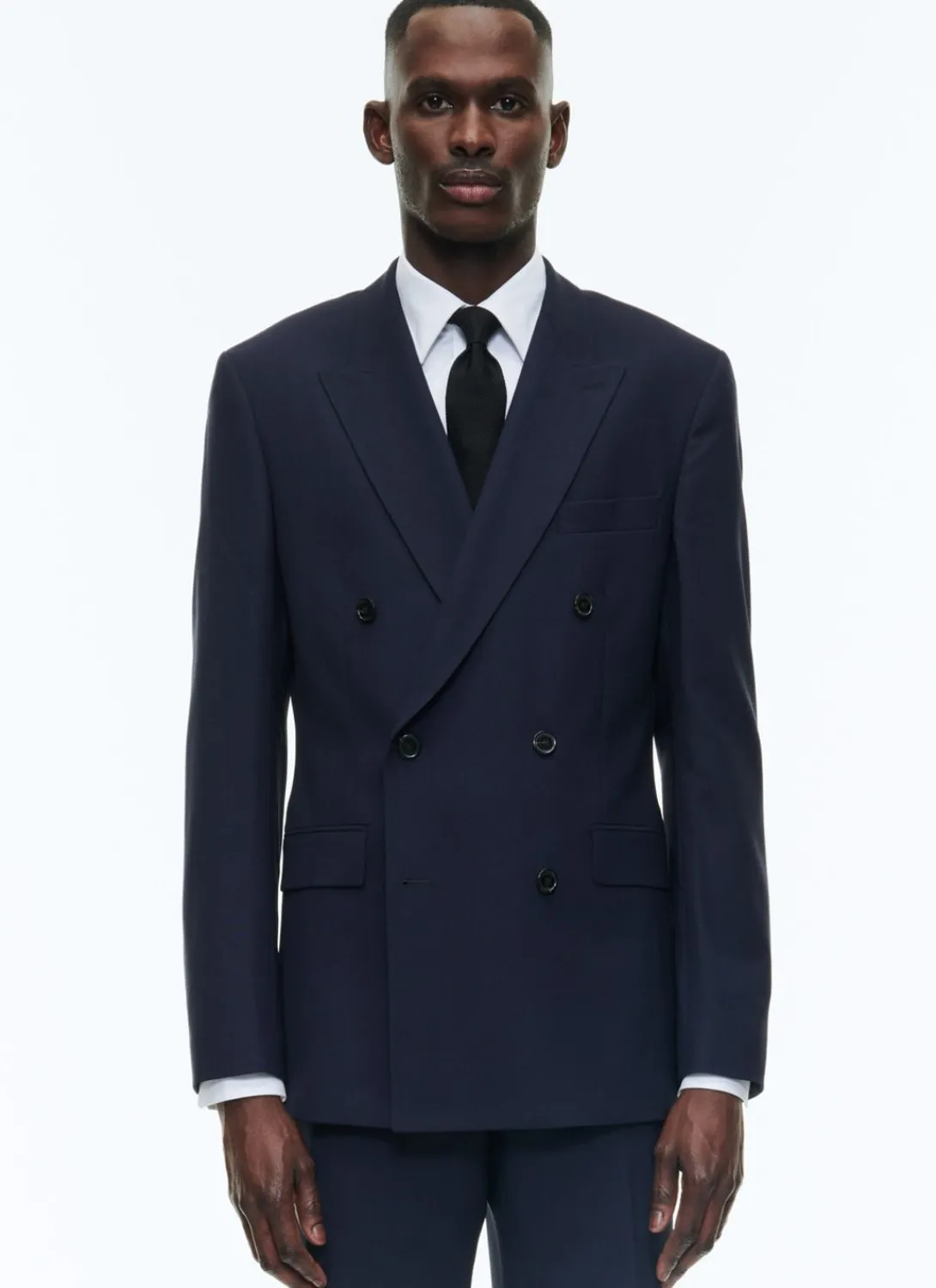 Fursac Certified Wool Double-Breasted Suit Navy Blue Store