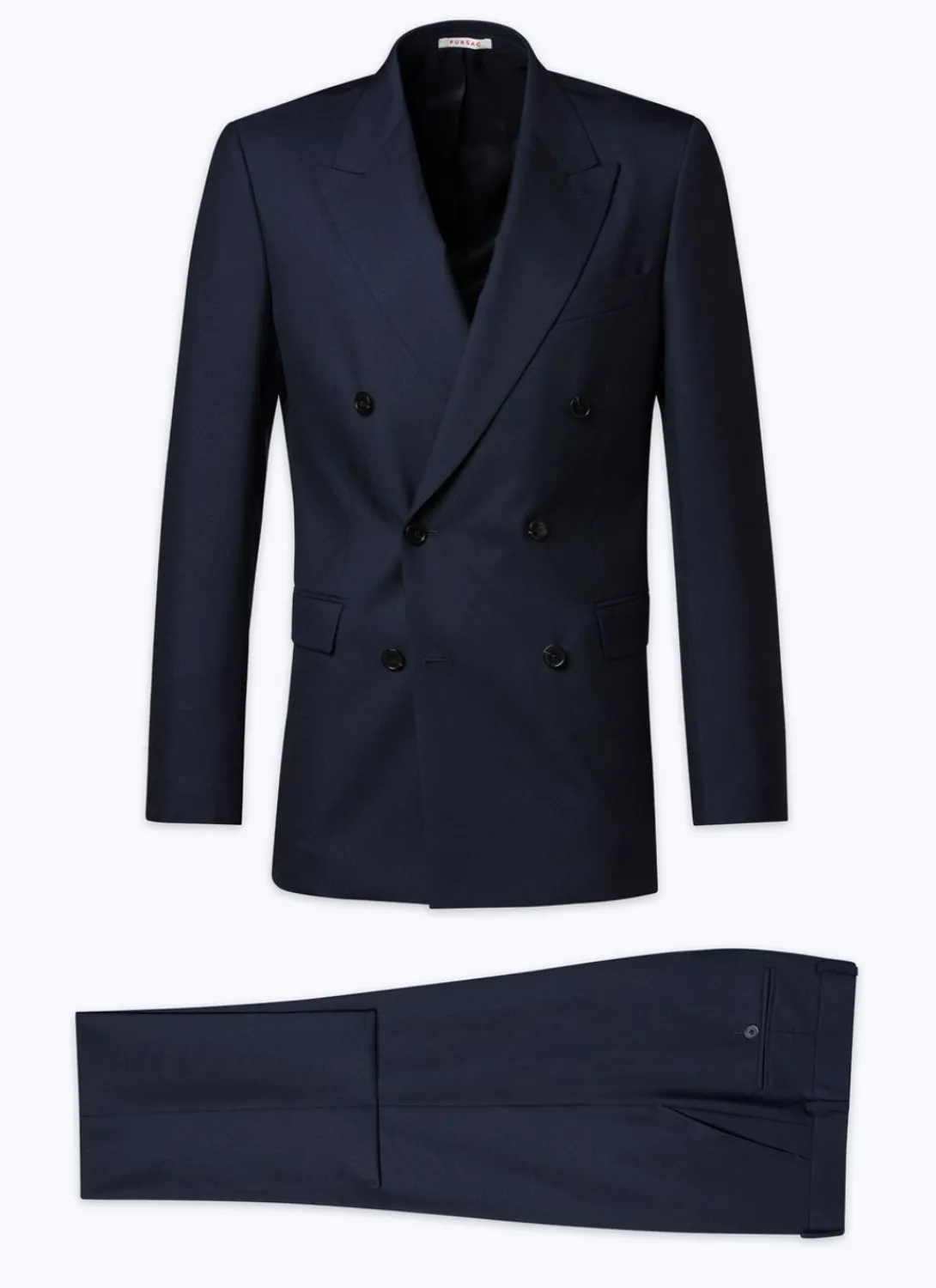 Fursac Certified Wool Double-Breasted Suit Navy Blue Store