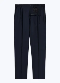 Fursac Certified Wool Elasticated Trousers Navy Blue Cheap