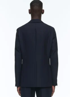 Fursac Certified Wool Houndstooth Jacket Navy Blue Clearance