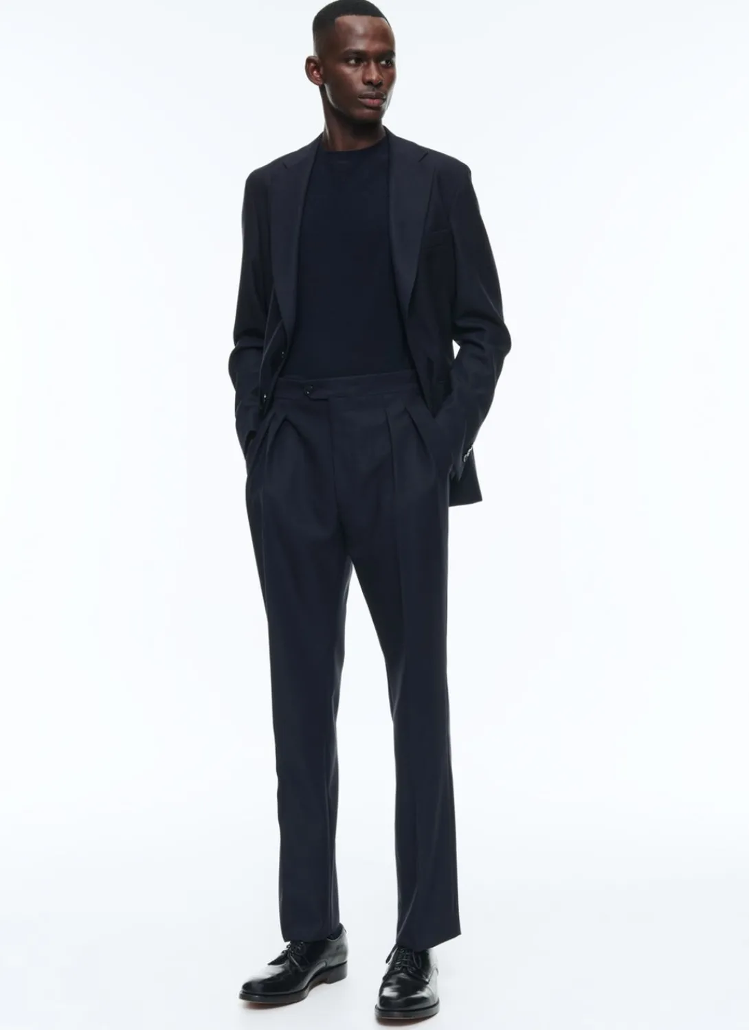 Fursac Certified Wool Houndstooth Suit Navy Blue Cheap