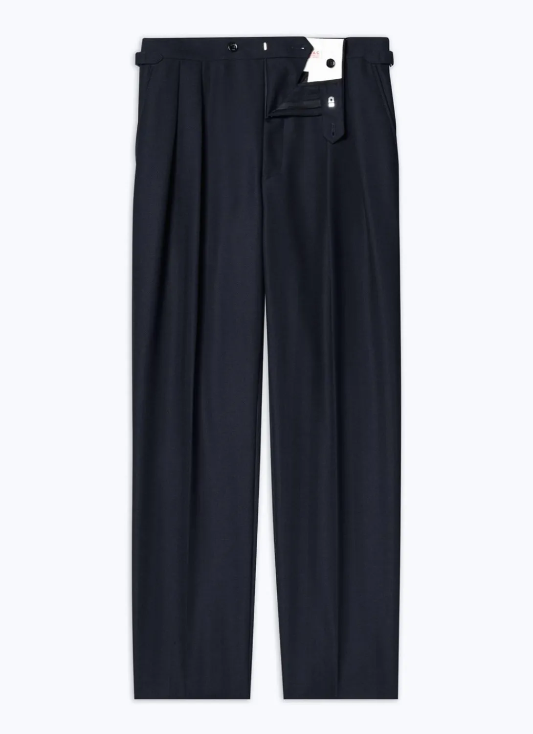 Fursac Certified Wool Pleated Trousers Navy Blue Cheap
