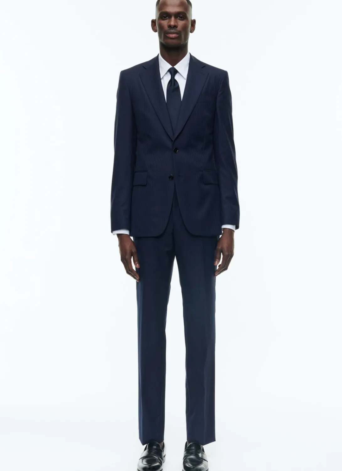 Fursac Certified Wool Suit With Stripes Navy Blue - Tone On Tone Stripes New