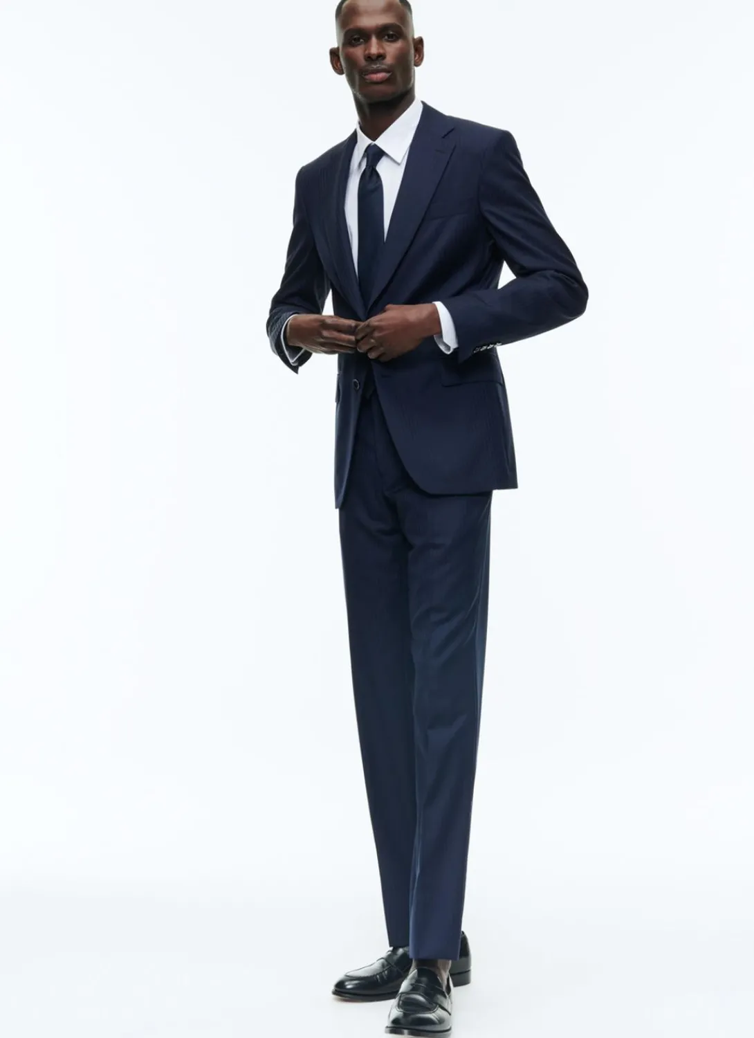 Fursac Certified Wool Suit With Stripes Navy Blue - Tone On Tone Stripes New