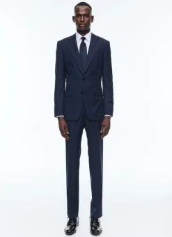 Fursac Certified Wool Suit With Stripes Navy Blue - Tone On Tone Stripes Discount