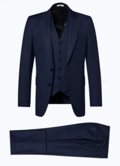 Fursac Certified Wool Suit With Stripes Navy Blue - Tone On Tone Stripes Discount