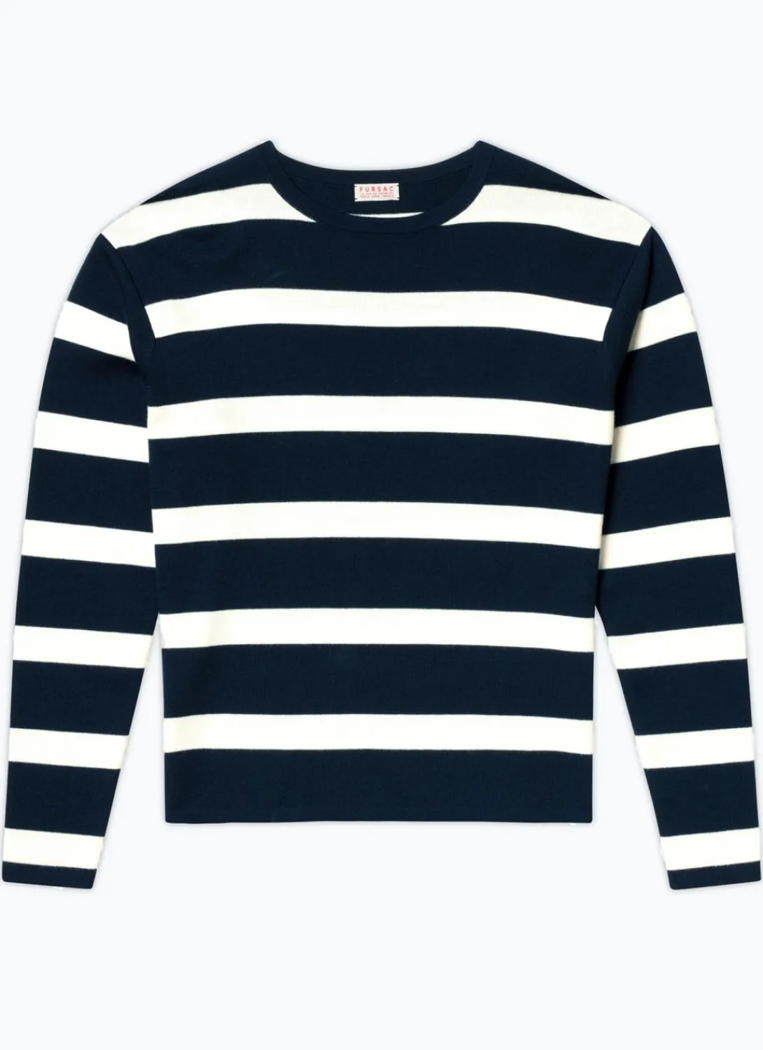 Fursac Certified Wool Sweater With Stripes Ecru And Navy Blue Stripes Hot
