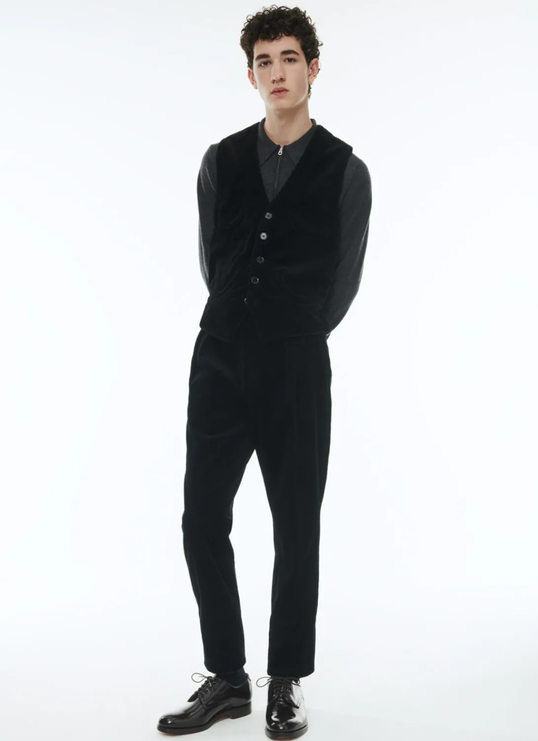 Fursac Corduroy Straight Trousers Black Best Sale