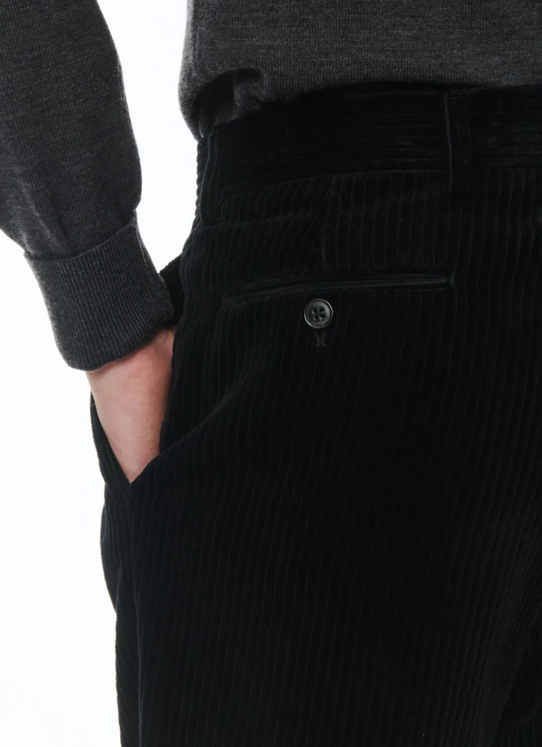 Fursac Corduroy Straight Trousers Black Best Sale