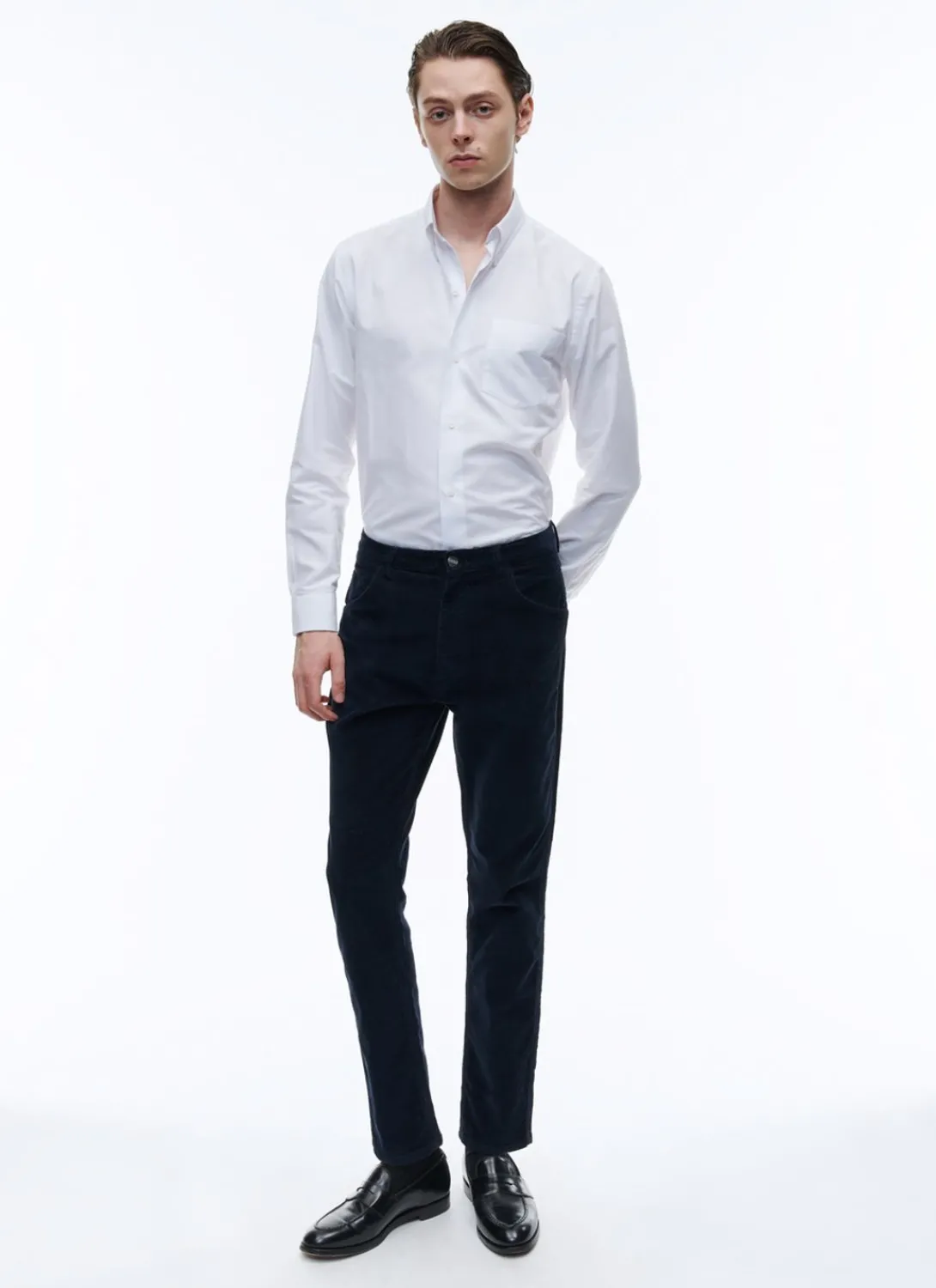Fursac Corduroy Trousers Navy Blue Best Sale