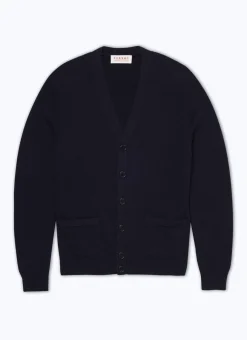 Fursac Cotton And Cashmere Cardigan Navy Blue Best Sale