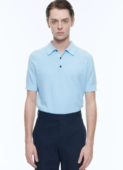 Fursac Cotton And Cashmere Polo Sky Blue Clearance