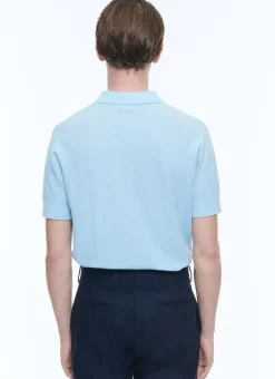 Fursac Cotton And Cashmere Polo Sky Blue Clearance