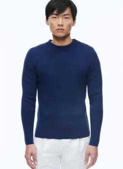 Fursac Cotton And Certified Wool Sweater Dark Blue New