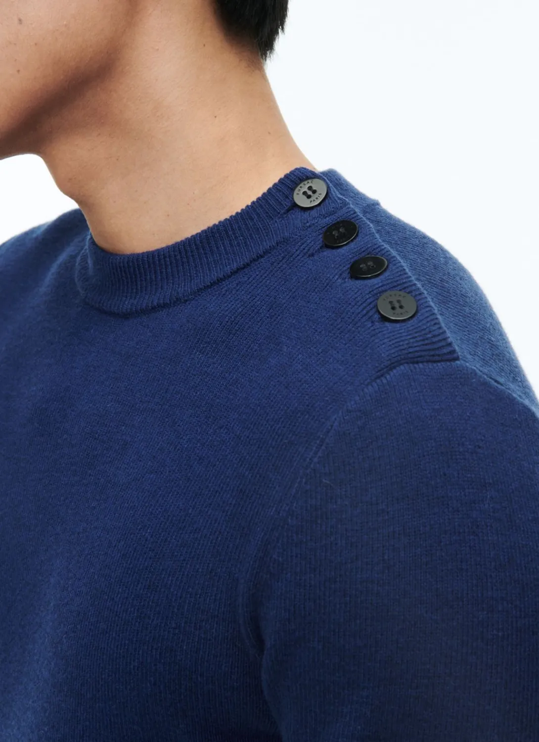 Fursac Cotton And Certified Wool Sweater Dark Blue New