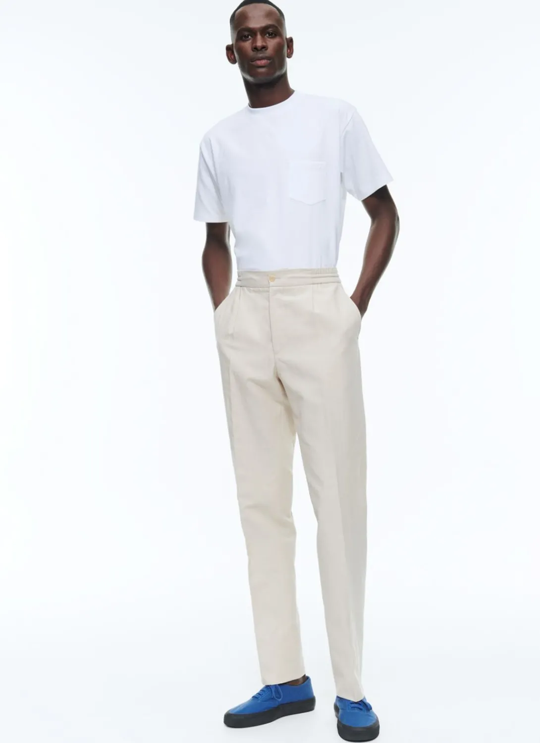 Fursac Cotton And Linen Elasticated Trousers Beige Clearance
