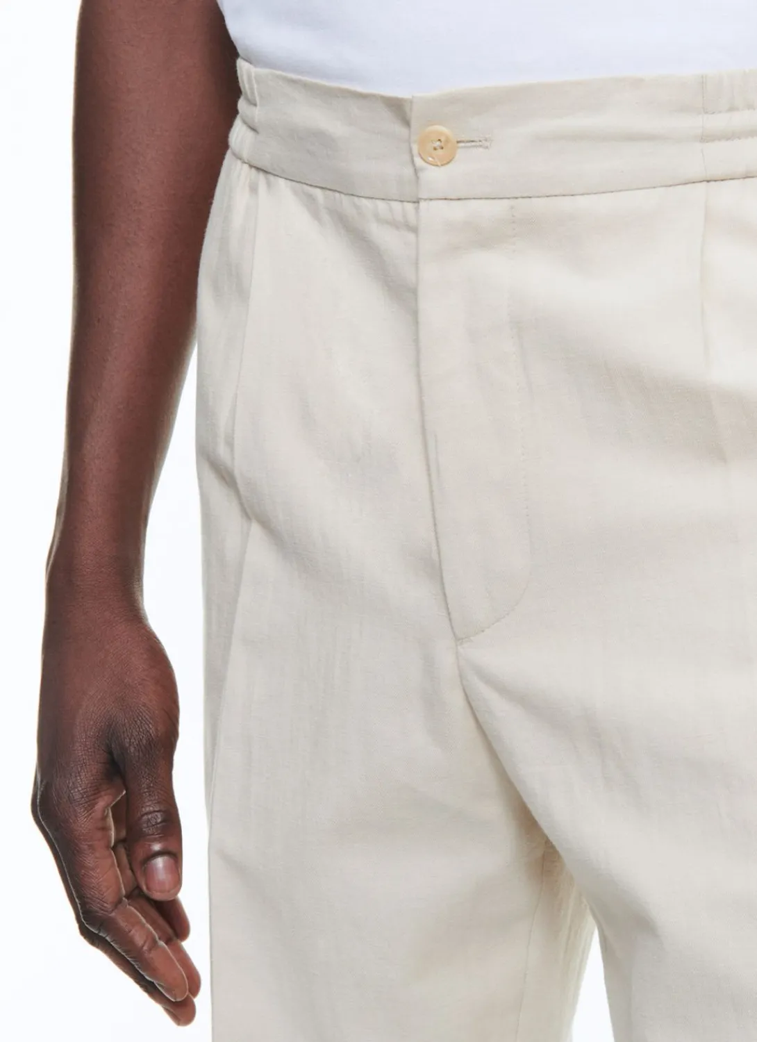 Fursac Cotton And Linen Elasticated Trousers Beige Clearance