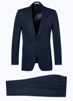 Fursac Cotton And Linen Straight Suit Navy Blue Clearance