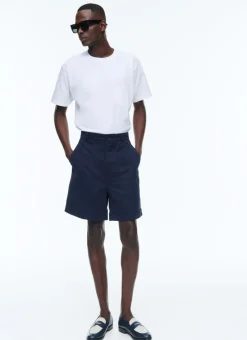 Fursac Cotton Canvas Bermuda Shorts Navy Blue Cheap