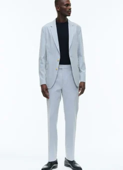 Fursac Cotton Canvas Jacket With Stripes White And Sky Blue Stripes Clearance