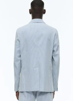 Fursac Cotton Canvas Jacket With Stripes White And Sky Blue Stripes Clearance