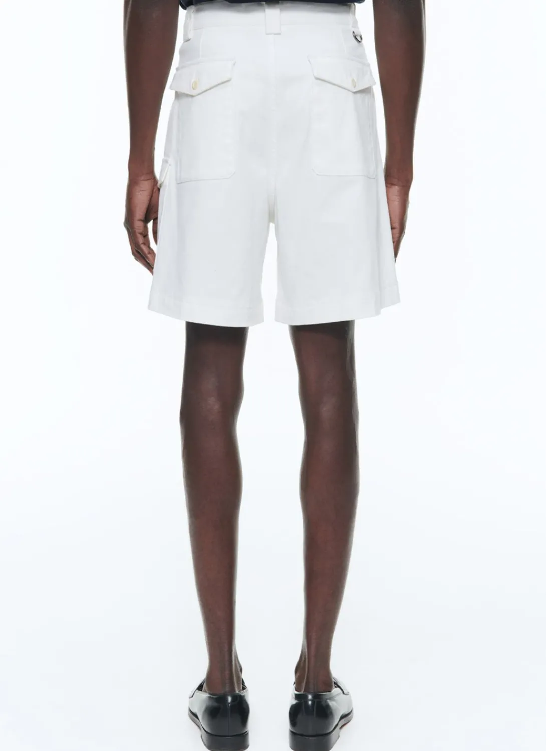 Fursac Cotton Canvas Pleated Bermuda Shorts White Cheap