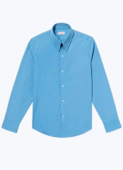 Fursac Cotton Canvas Shirt With Spear Collar Light Blue Cheap