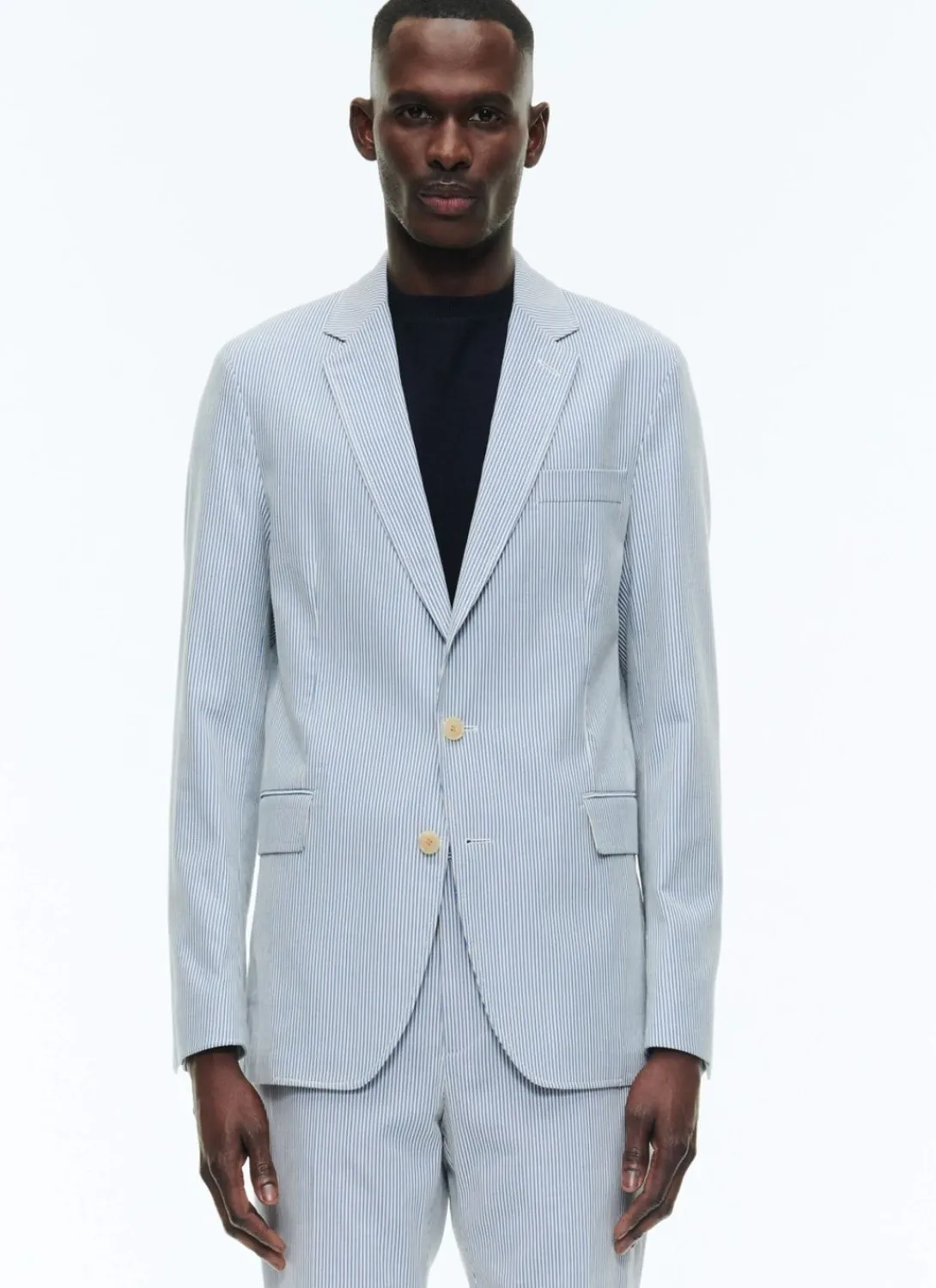 Fursac Cotton Canvas Suit With Stripes White And Sky Blue Stripes Fashion
