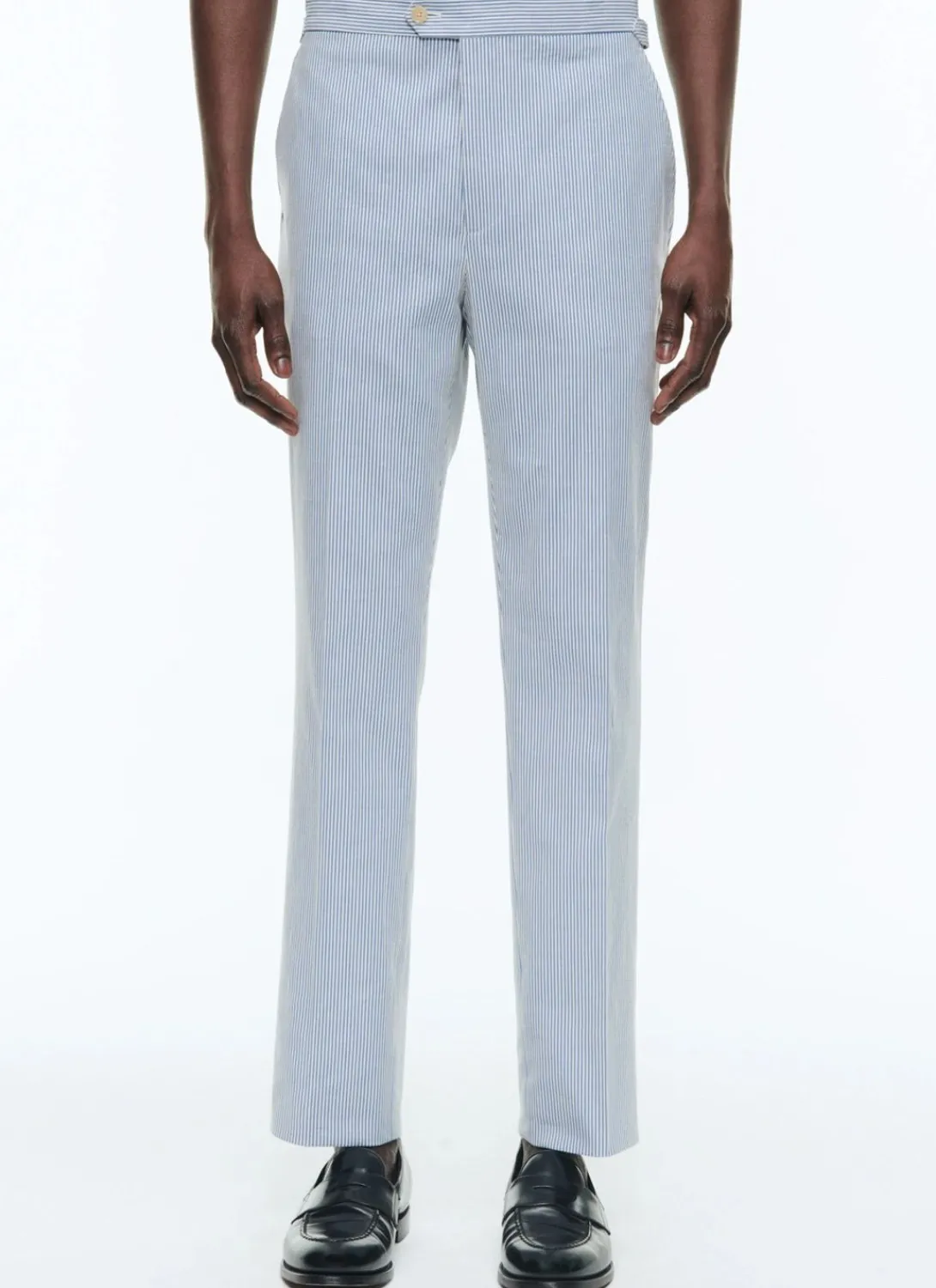 Fursac Cotton Canvas Suit With Stripes White And Sky Blue Stripes Fashion