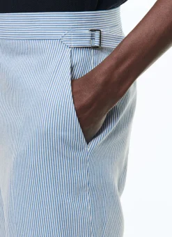 Fursac Cotton Canvas Suit With Stripes White And Sky Blue Stripes Fashion