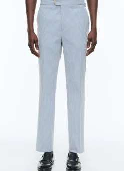 Fursac Cotton Canvas Trousers With Stripes White And Sky Blue Stripes Fashion