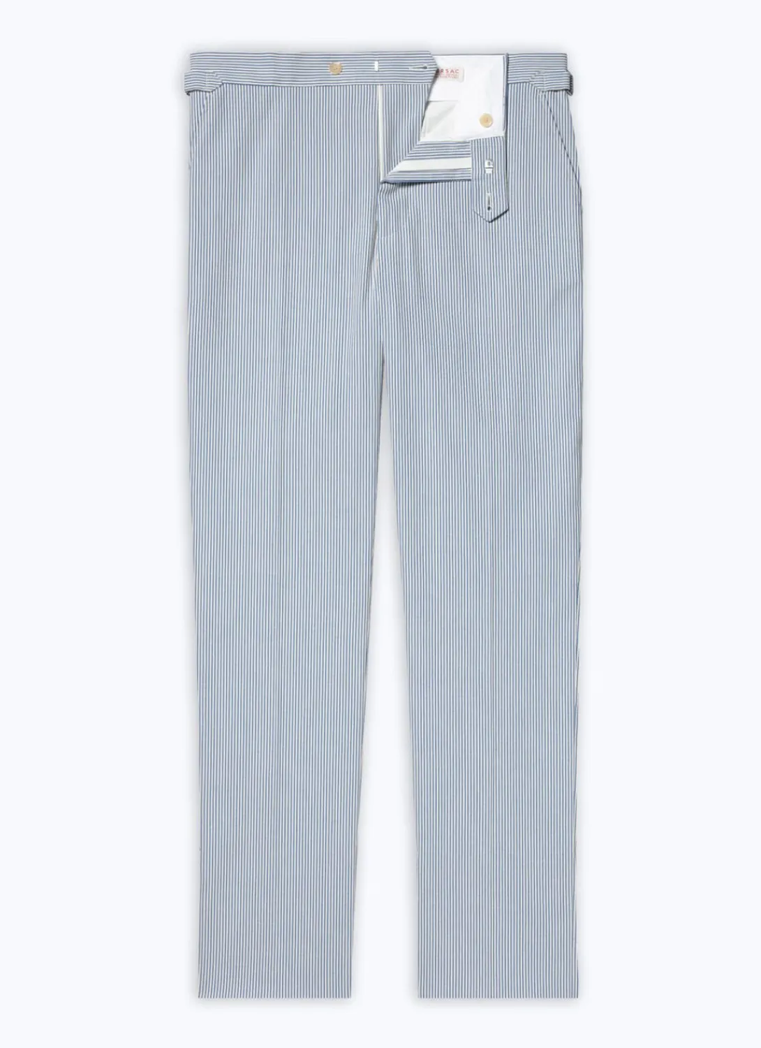 Fursac Cotton Canvas Trousers With Stripes White And Sky Blue Stripes Fashion