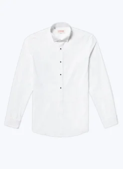 Fursac Cotton Poplin Pleated Chestplate Shirt White Online