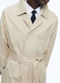 Fursac Cotton Serge Long Coat With Belt Beige Best