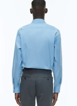 Fursac Cotton Shirt With A Swallow Collar Blue Store